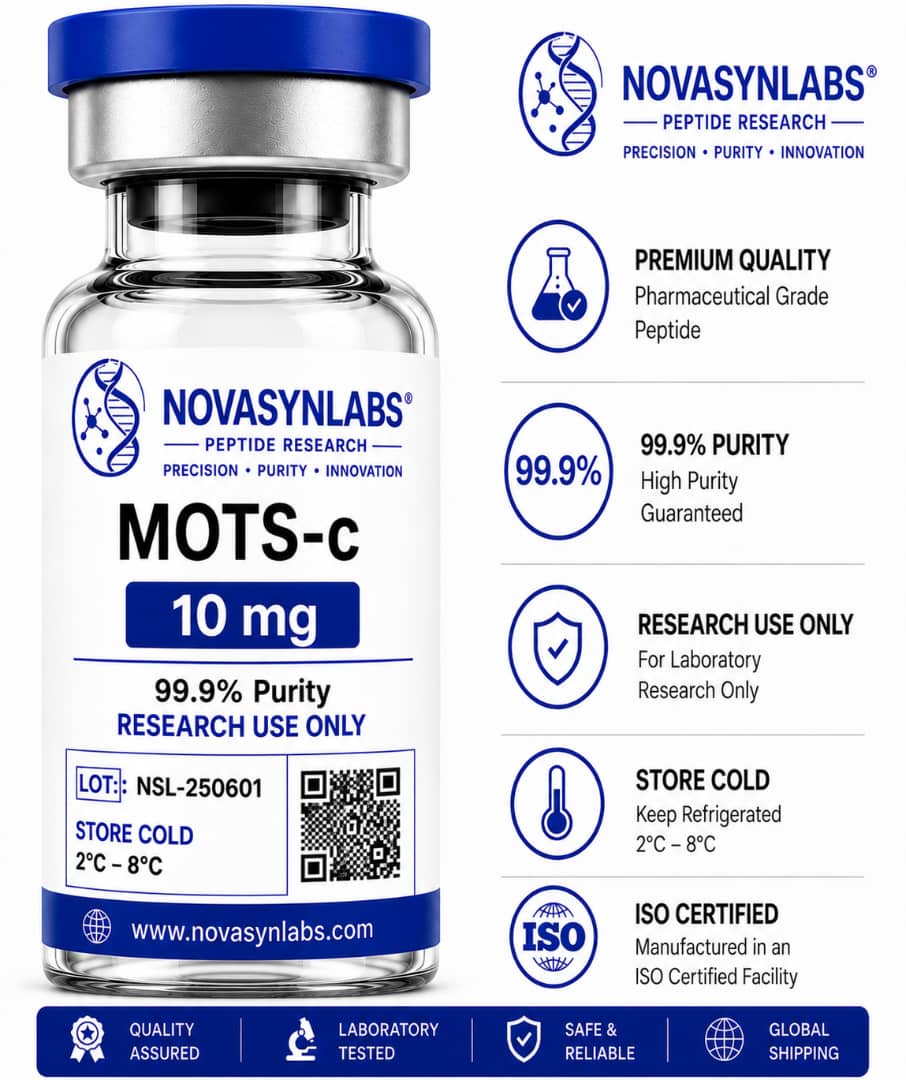 MOTS-c Peptide | Laboratory Research Grade Lyophilized Powder 1 MOTS-c 10 mg laboratory research peptide lyophilized vial