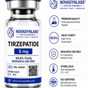 Tirzepatide 5mg laboratory research peptide lyophilized vial.
