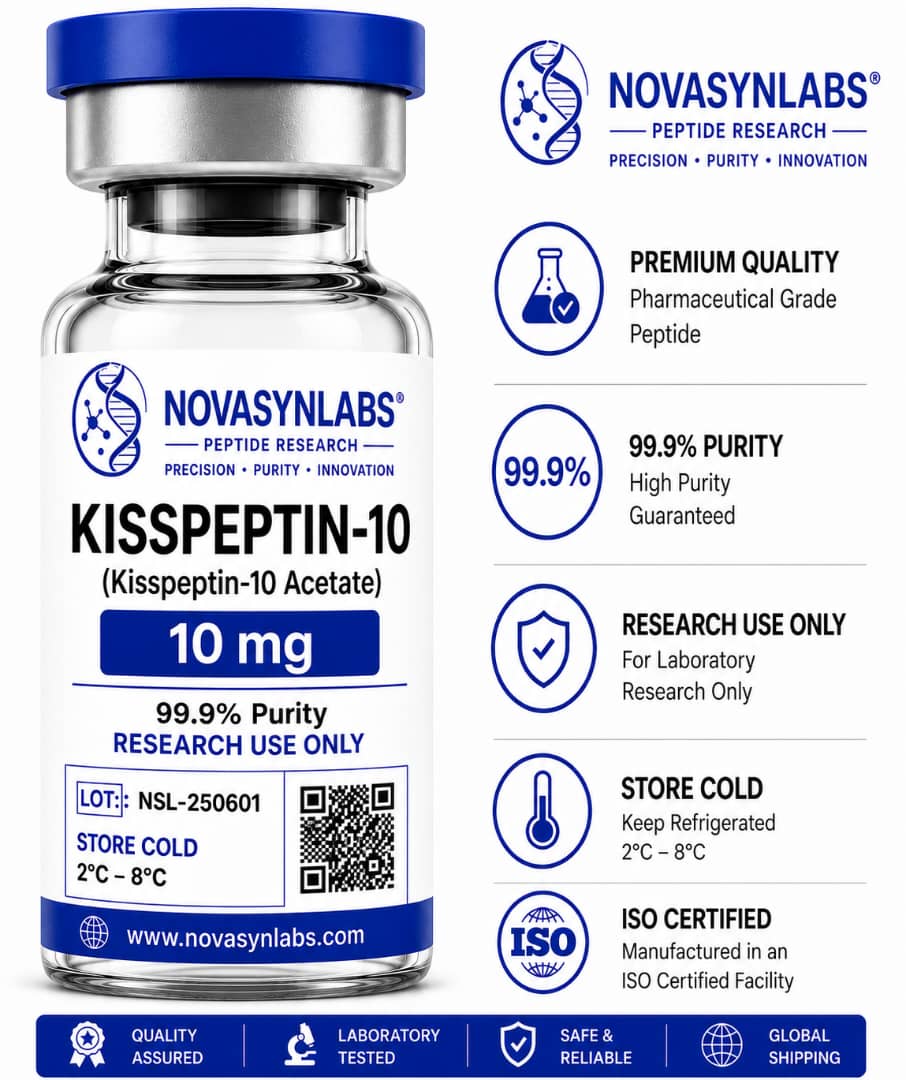 Kisspeptin-10 Peptide | 5mg & 10mg Research-Grade Kisspeptin 2 NovasynLabs Kisspeptin-10 peptide 10mg research-grade vial