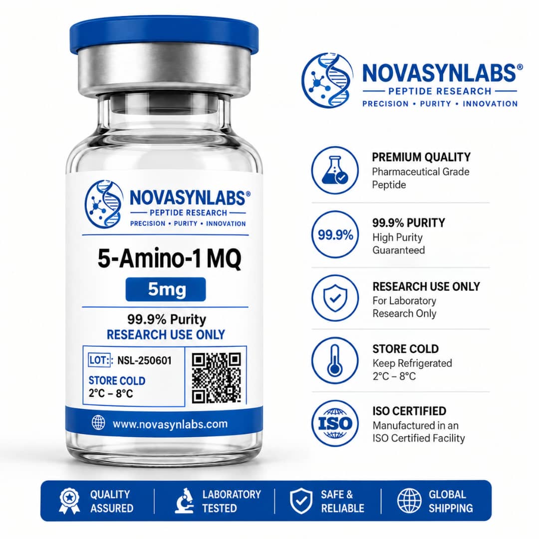 5-Amino-1 MQ 5mg | Research-Grade NNMT Inhibitor 1 NovasynLabs 5-Amino-1 MQ 5mg research peptide vial