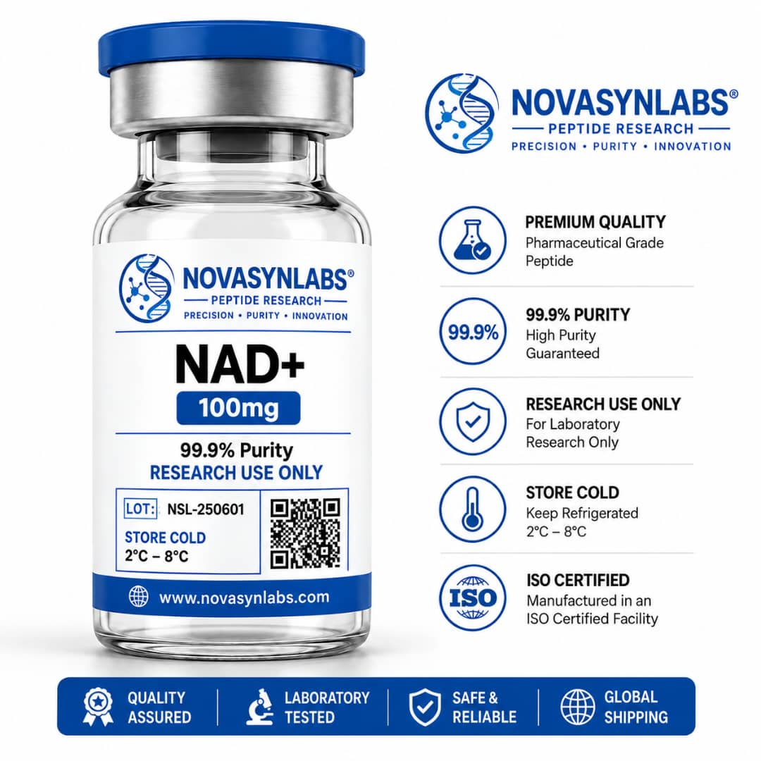 NAD+ 100mg & 500mg | Research-Grade Nicotinamide Adenine Dinucleotide 1 NovaSynLabs NAD+ 100mg research compound vial